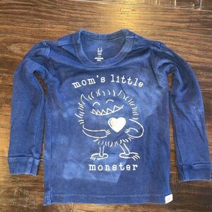 Mom's Little Monster Kids Blue Shirt